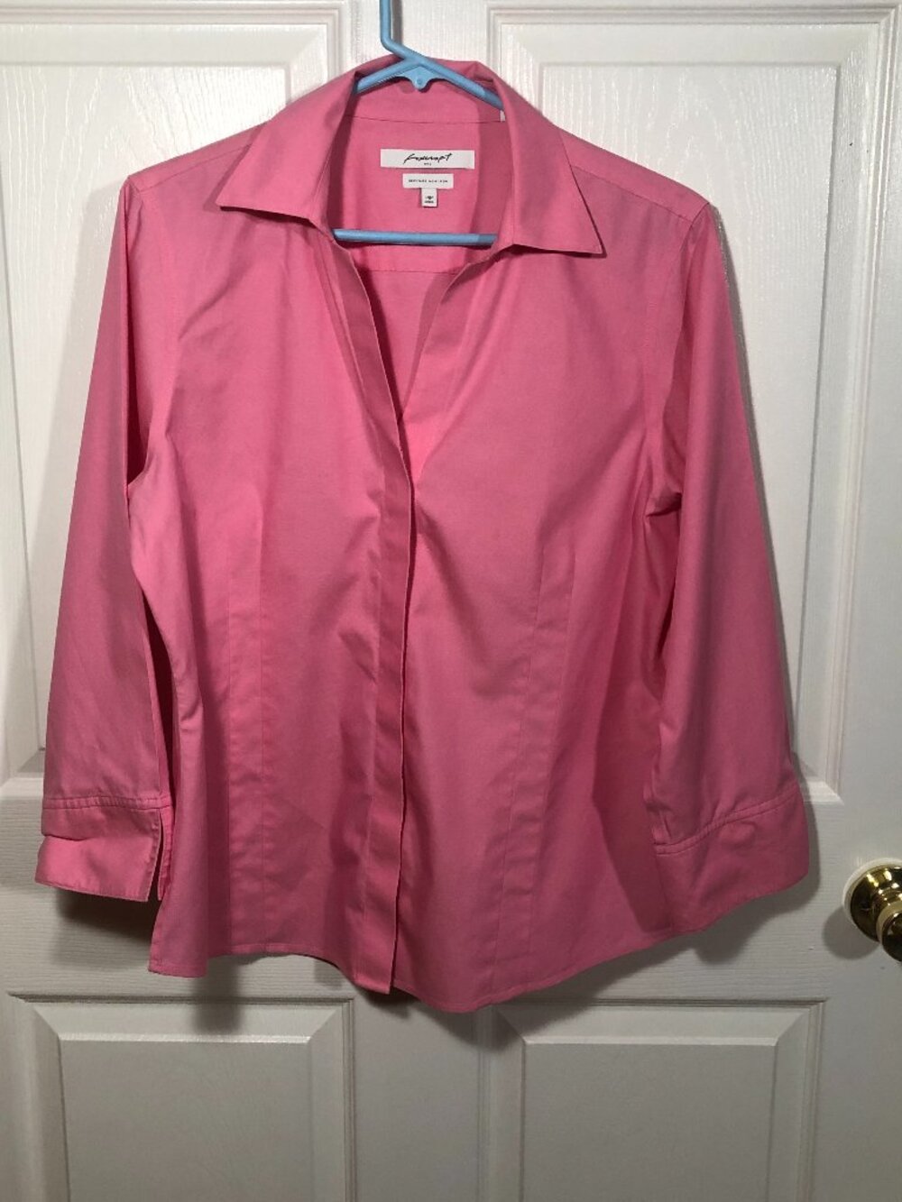 Foxcroft women fitted dressy bold pink shirt, size 14P